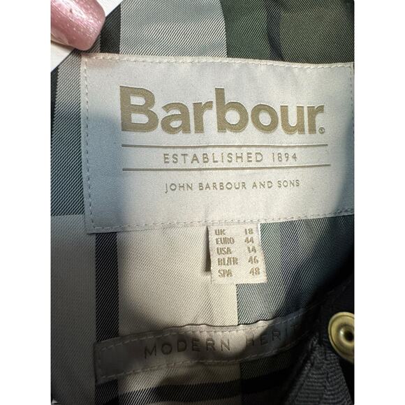 Barbour NWT Greta Belted Water Resistant Twill Trench Coat in Black Size 14 - Picture 12 of 14